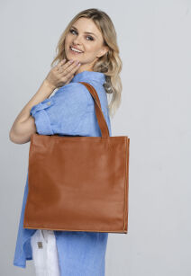 Torba damska skórzana aktówka Minima Look camel