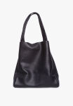Torba shopper czarna z naturalnej skóry , torebka damska z tyłu