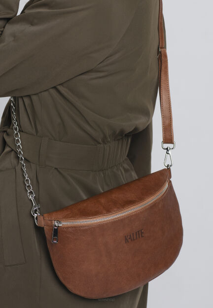 Nerka beltbag skórzana damska , Torebka damska nerka camel, Elegancka nerka na odpisany pasek. Modna torebka skórzana damska, crossbag, camel